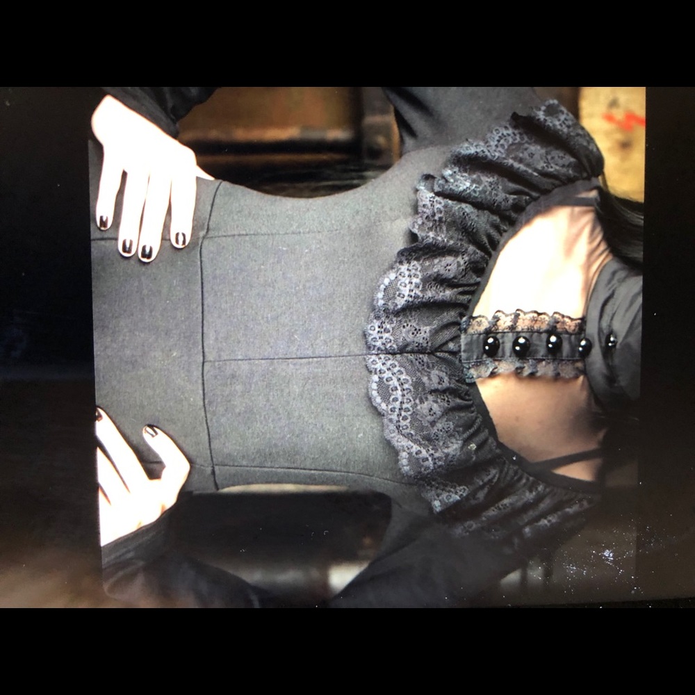Dracula Clothing Edwardian bell sleeve goth dress - Picture 5 of 5